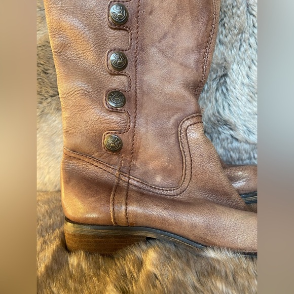 Sam Edelman Leather Pierce Whiskey Almond Toe Pull On Heel Knee Boot Size 6 - Picture 5 of 14